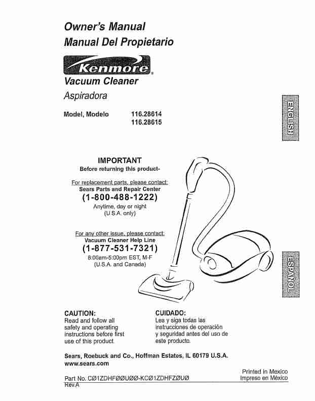 Kenmore Vacuum Cleaner 116_28615-page_pdf
